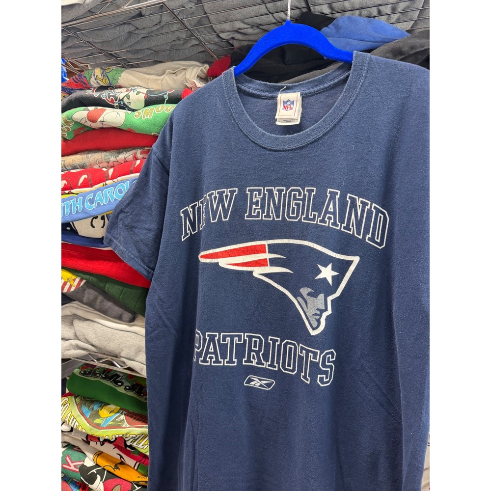 New England Patriots Reebok NFL T-Shirt Navy Blue Mens Large Graphic Tee